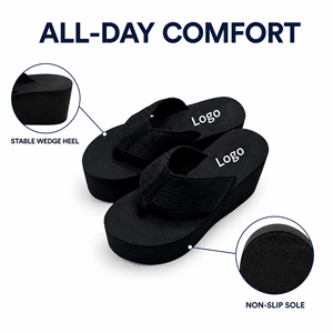 Infradito con Zeppa Nera Personalizzabile con Logo OEM, Etichetta Privata, Fai da Te, con Suola Spessa, Comode e Casual - Product Image 1