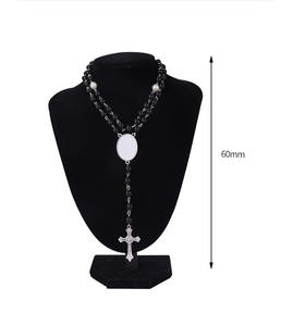 G2040 Rosaries collana <span class=keywords><strong>rosario</strong></span> in bianco a sublimazione con ciondolo croce cattolica religiosa con inserto ovale - Product Image 2