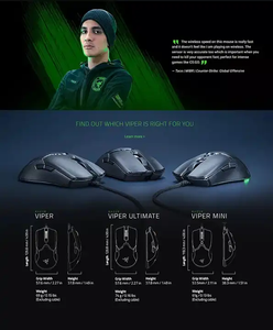 Station de chargement de la souris sans fil <span class=keywords><strong>Razer</strong></span> <span class=keywords><strong>Viper</strong></span> <span class=keywords><strong>Ultimate</strong></span> USB pour droitier 20000 DPI Capteur optique RGB Souris de jeu rétroéclairée-en stock - Product Image 6