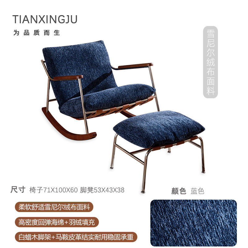 สตูลวางเท้าสีฟ้า (หนังอานเชนิล)