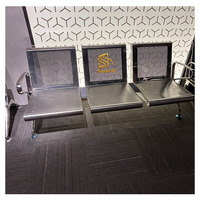 Chaise d'attente d'aéroport 3 places en gros avec accoudoirs en acier inoxydable, construction métallique durable, design moderne pour banque
