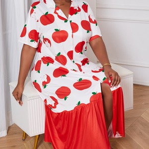 Abito da notte liscio su misura di <span class=keywords><strong>grandi</strong></span> dimensioni per le donne estate a maniche corte Casual dolce stampa <span class=keywords><strong>pigiama</strong></span> da <span class=keywords><strong>donna</strong></span> vestiti per la casa - Product Image 1