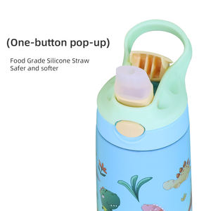 Bouteille isotherme en acier inoxydable pour enfants, écologique, avec paille, design moderne, tasse à vide pour garçons et filles, vente en gros - Product Image 3