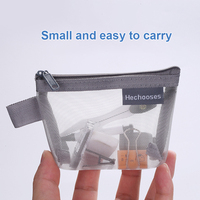 Sac à crayons transparent en nylon personnalisé Pochette pour cartes clés de grande capacité Porte-monnaie Pochette de rangement pour papeterie avec fermeture éclair Sacs à stylos en maille