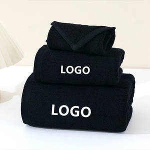 Toalla negra al por mayor para salón de barbería, toalla de algodón para peluquería, logotipo bordado personalizado, toalla para el pelo de spa de belleza - Product Image 2