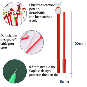 Kreativer Cartoon Schwarzer Stift Weihnachts-Gelstift Schreibwaren-Set 0,5mm Strichbreite Löschbarer Flüssig-Tintenstift aus Kunststoff für Schüler und Büro - Product Image 5