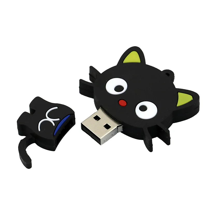 Karikatür siyah kedi Pendrive 512MB USB yaratıcı sevimli hayvan U Disk mini hediye Flash sürücü