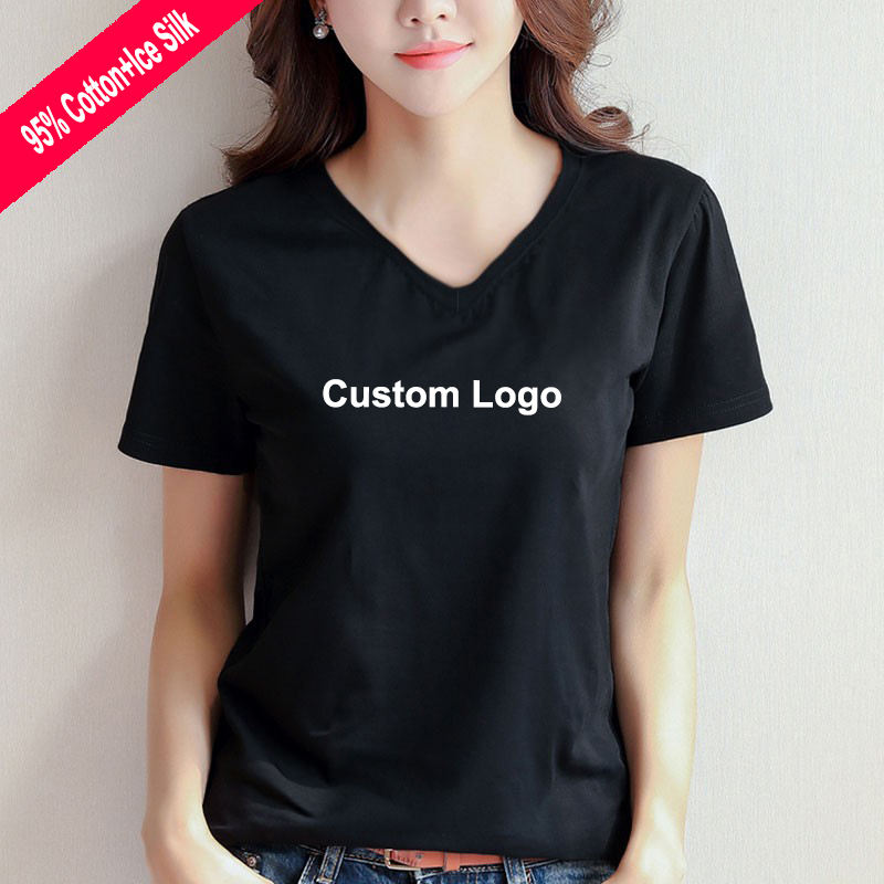 Black color V-neck 190g 95%cotton+5%Spandex