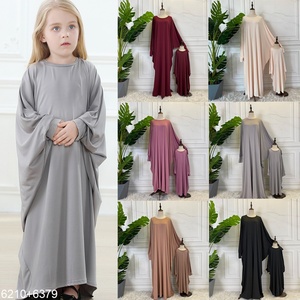 6399# Factory Price High Quality Muslim Ramadan Girls Kids Malaysia Pray Thobe Long Dress - Product Image 3