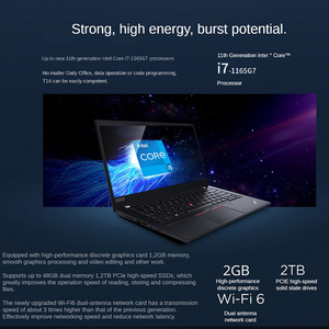 Portátil Empresarial Lenovo ThinkPad T14 Nuevo, Intel Core <span class=keywords><strong>I7</strong></span>-<span class=keywords><strong>1165G7</strong></span>, 16GB, 512GB, GeForce MX450-2GB, Pantalla de 14 Pulgadas 1080P - Product Image 3