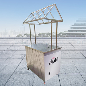 आधुनिक स्टेनलेस स्टील स्नैक कार्ट हैंड पुश डाइनिंग कार रात बाजार के लिए थोक धातु पैनल लकड़ी शैली स्टील कला - Product Image 3