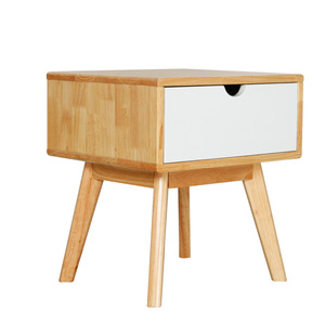 Nordic Style Solid Wood Nightstand With <b>Drawer</b> Storage For Bedroom - Product Image 4