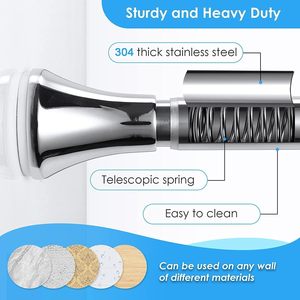 Adjustable Stainless Steel Bathroom 110-120cm <b>Extendable</b> Shower Curtain Rod No Drill Telescopic Tension Pole - Product Image 4