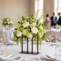 Boule de fleurs artificielle en soie PU/PE, centre de table, décoration de mariage, arrangement floral blanc et vert fait main, diamètre 45 cm
