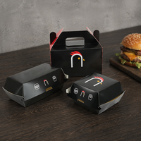 Boîte en papier kraft biodégradable avec logo personnalisé, finition brillante, pour la restauration rapide, les frites, les hamburgers, les déjeuners à emporter