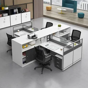 Modularer Büro tisch mit Trennwand, Büro möbel für 6 Personen, Büro tisch, Trenntisch, Arbeits station