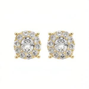 Orecchini a Perno E2647 in Oro per Donna, Classici con Cristalli e Strass a Forma di Fiore, Gioielli Raffinati per Uso Quotidiano - Product Image 1