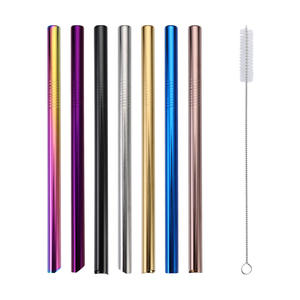 Ensemble de paille Boba en acier inoxydable 316 réutilisable et écologique de vente chaude pailles pliées de 12mm emballées individuellement avec brosse de nettoyage - Product Image 2