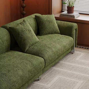Vente directe usine : Canapé modulaire créatif trois places en tissu chenille français moderne, <span class=keywords><strong>vert</strong></span> crème, pour salon d'appartement, avec structure en bois - Product Image 4