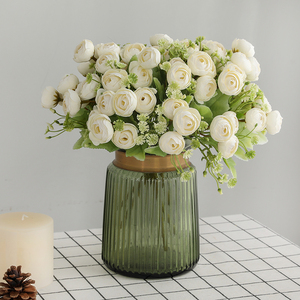 Sala de estar decoración del hogar Rosa artificial Flor de seda boda al aire libre artificial 15 cabeza rosa de té - Product Image 2