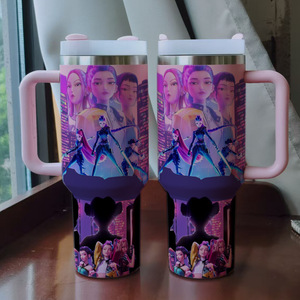 Vaso Térmico de Acero Inoxidable de 40 oz con Diseño de Personajes de K-Pop, Cazadora de Demonios Rumi Mira Zoey, Gran Capacidad, para Viajes, con Asa, Incluye - Product Image 4