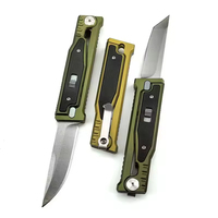 Cuchillo Plegable de Alta Calidad con Mecanismo de Gravedad, Mango de Aluminio, Acero D2, Portátil, para Camping, Cuchillo de Bolsillo Afilado
