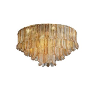 Plafonnier moderne de luxe, design feuille d'or, LED, montage en surface, pour salon, chambre, hall d'hôtel, lustre décoratif - Product Image 5