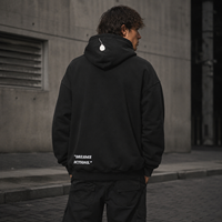 Sweat à capuche noir surdimensionné en coton molletonné pour homme et femme, personnalisable avec impression graphique, style streetwear Y2K, marque privée OEM.