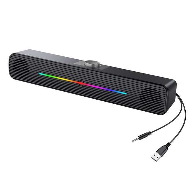 Cool RGB Luminous Atmosphere E-1407 USB Audio Strip Desktop E-sports Gaming Speaker with for Dual Mode Multimedia Sound