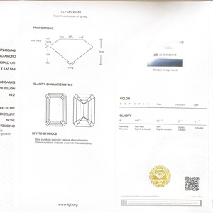 Diamante Suelto IGI CVD, Diamante Cultivado en Laboratorio de 5.6CT VS2, Corte Esmeralda, Color Amarillo Intenso Fantasía - Product Image 6