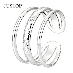 JUSTOP 925 Silver Plated Cocktail <b>Ring</b> Modern Geometric Design Unisex Daily Wear Jewelry - Product Image 4