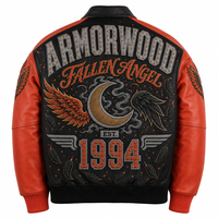 Blouson Bomber en Cuir pour Homme sur Mesure, Bicolore, en Cuir de Vachette Ciré, avec Broderie 3D Unie et Applique Personnalisée en Strass