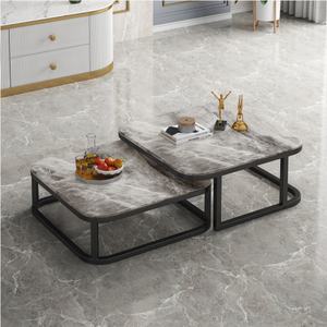 Table Basse Extensible Carrée en Marbre Style Nordique Luxe Léger, Combinaison Moderne et Simple pour Petit Salon Domestique - Product Image 3