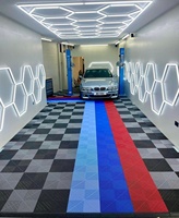 Baldosas Modulares Encajables para Piso de Garaje, de PVC Antideslizante, con Diseño Gráfico Chino, Soluciones para Taller, Lavado de Autos y Detallado