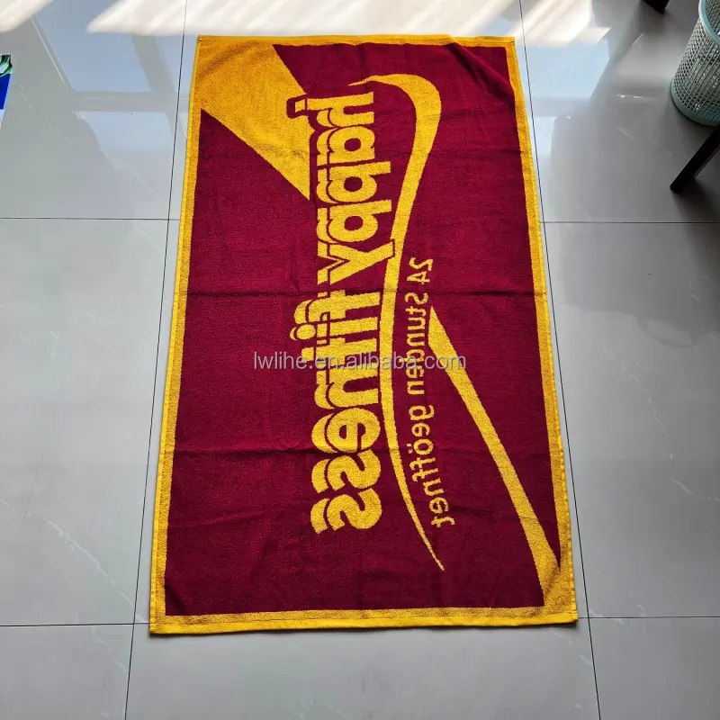 100% cotton jacquard custom logo jacquard beach towel eco friendly beach towel 180cm