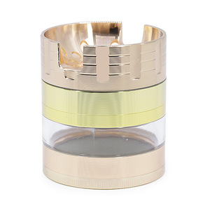 Mayorista Premium 2 en 1: Cenicero y Molinillo de Hierbas de 63mm, 4 Piezas, Aleación de Zinc, Ventana Transparente, para Tabaco y Especias - Product Image 5