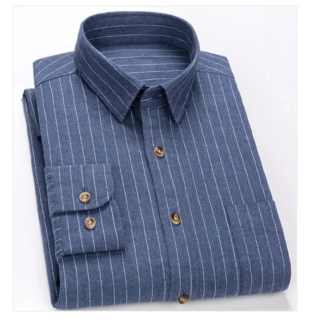 Upscale oxford 100% cotton blue striped long sleeve men's office quality mens formal shirts