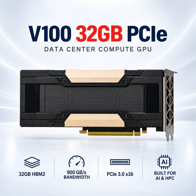 V100 32GB PCIE HBM2 GPU Accelerator PCIe 3.0 x16 for AI Deep Learning Server Computing Graphic card