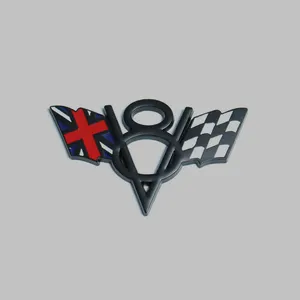 Insignia de Metal brillante 3D para coche, pegatina impermeable para decoración de Metal V8, letras, bandera nacional, Universal