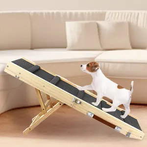 Wood Non-slip Ramp Dog Stairs Adjustable Trunk Ramp Dog Ladder Easy Storage Foldable Wooden Dog Stair Bed Ramp