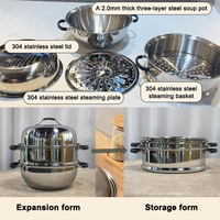 fabricant vente en gros alimentaire de qualité 304 en acier inoxydable vapeurs pot ménage double couche grande capacité