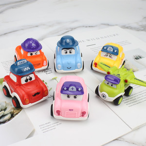 Cartoon Emoji Pullback Toy Cars 6pcs Plastic Friction Vehicle For Kids Birthday Cake Decoration - Product Image 1