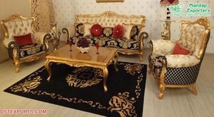 Conjunto de muebles tallados en plata para sala de estar, conjunto de sofá elegante de cinco plazas con acabado clásico blanco de primera calidad - Product Image 3