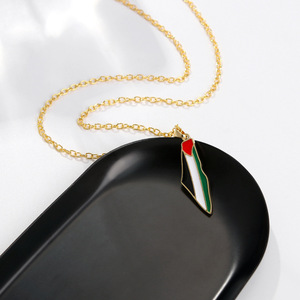 Collar con <span class=keywords><strong>Mapa</strong></span> de la Bandera de Palestina al por Mayor, Colgante de Palestina en Plata y Oro para Hombres y Mujeres - Product Image 2