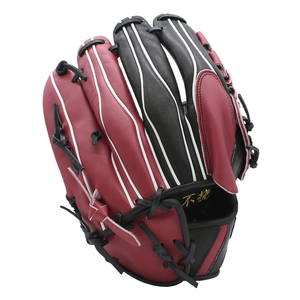 Gants de baseball professionnels en cuir de vachette, couleur bordeaux noir rouge, coupe spéciale, poignet brodé, personnalisés pour clubs sportifs - Product Image 3