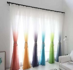 Stile coreano Gradiente Dolly tende trasparenti Bella <span class=keywords><strong>Arcobaleno</strong></span> di colori Voile Tende per la decorazione soggiorno - Product Image 1