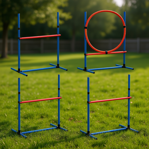 Équipement d'entraînement d'agilité pour chiens, 4 obstacles de saut, anneaux et barrières en plastique, ensemble d'entraînement - Product Image 2