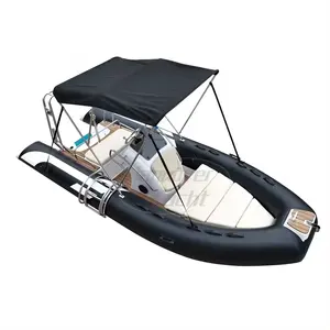 Barco inflável para pesca, barco com motor, casco em V fundo de fibra de vidro, novo design, 4.8m de profundidade, com motor