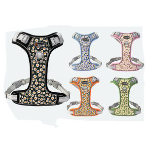 Tali kekang anjing poliester reflektif, Harness anjing multi warna, desain bunga aster kecil, anti ledakan untuk anjing besar - Product Image 6