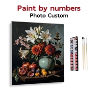 Kit de Peinture par Numéros sur Toile, Art Mural, Lys, Dahlia, Vase de Fleurs, Nature Morte, Fruits, Décoration de Chambre, Dropshipping, Vente en Gros